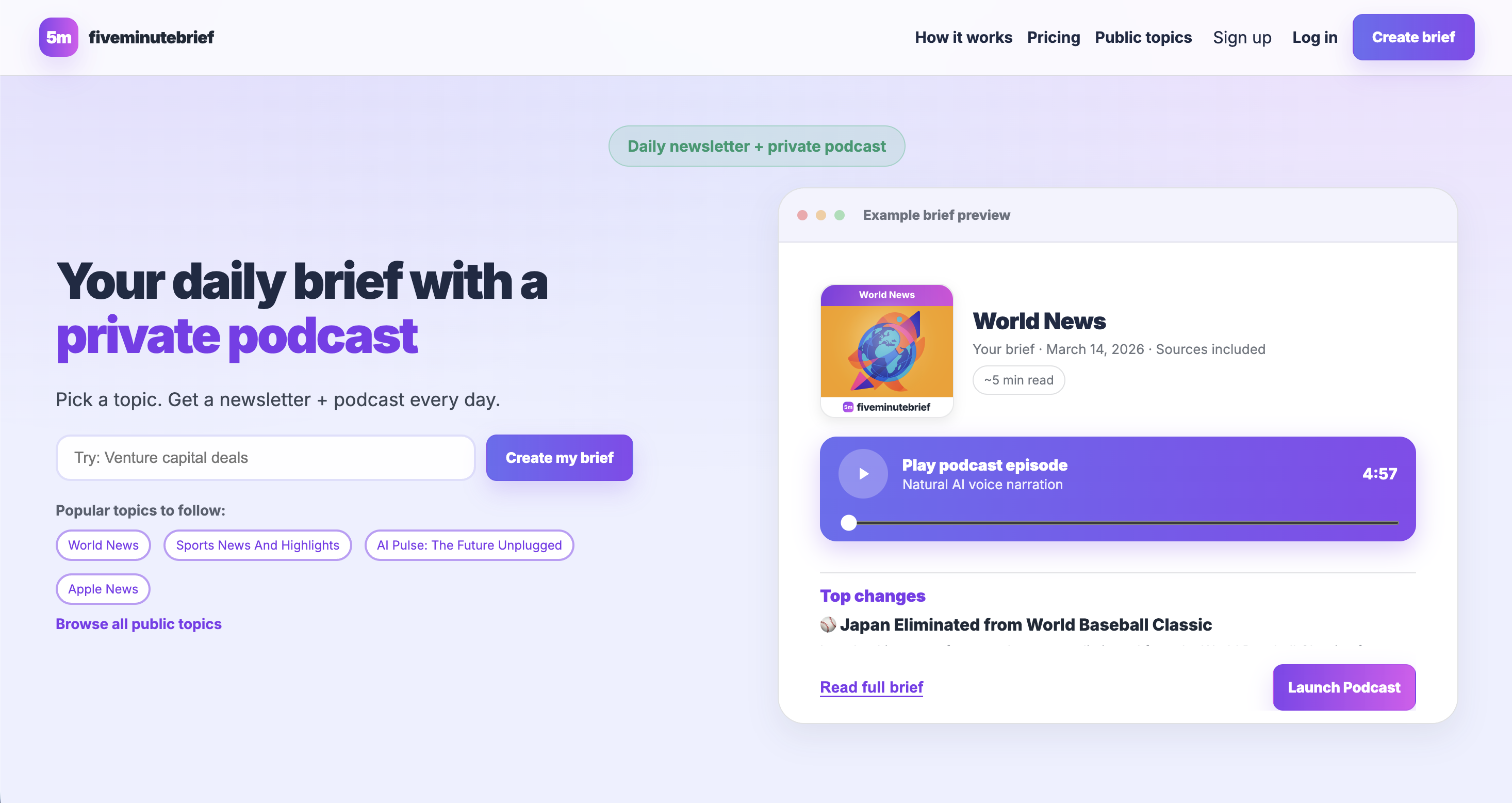 fiveminutebrief.ai — Your daily 5-minute AI briefing